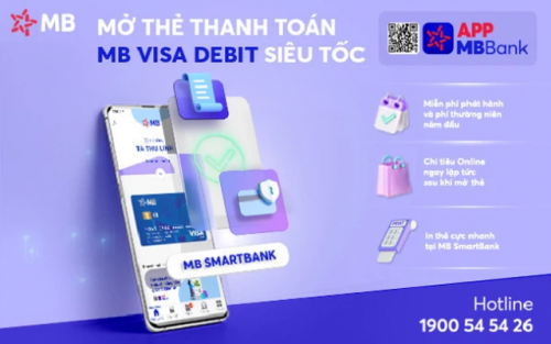 Mở thẻ MB Visa Debit trên app