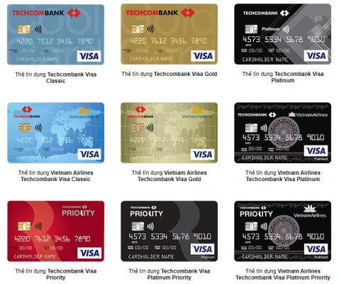 Các loại thẻ Visa Techcombank